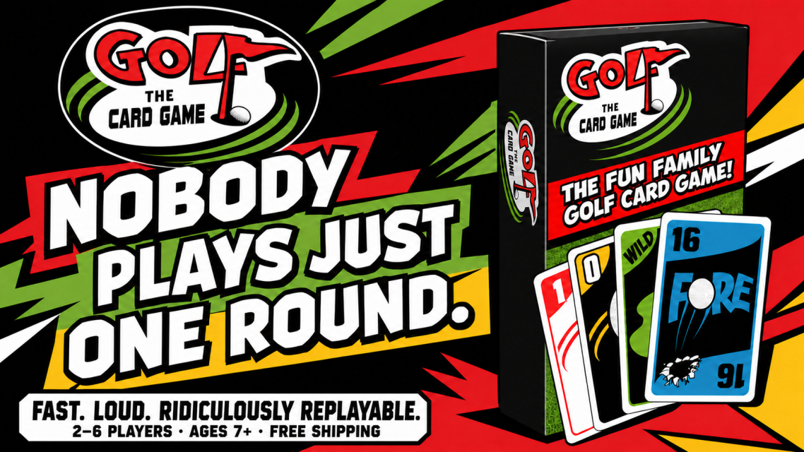 Golf the Card Game Box with Spread of Cards.