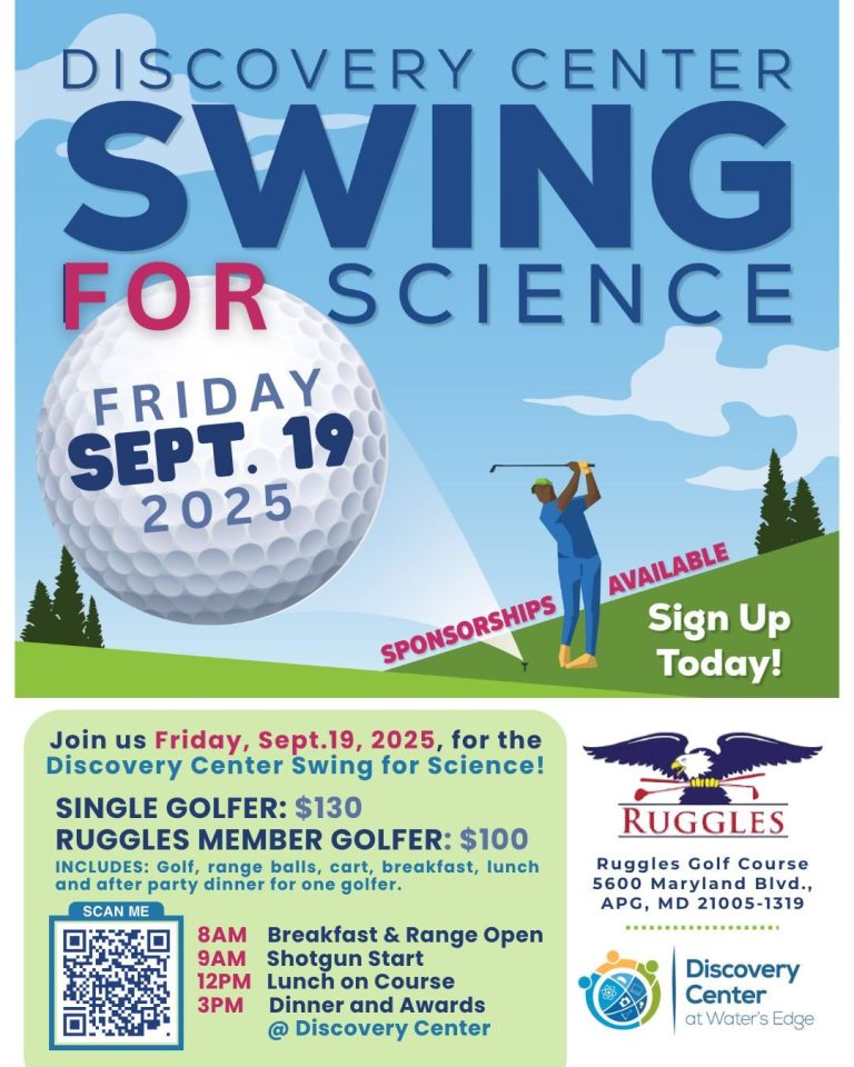 Event flyer for a golf tournament on September 19, 2025, at the Discovery Center.